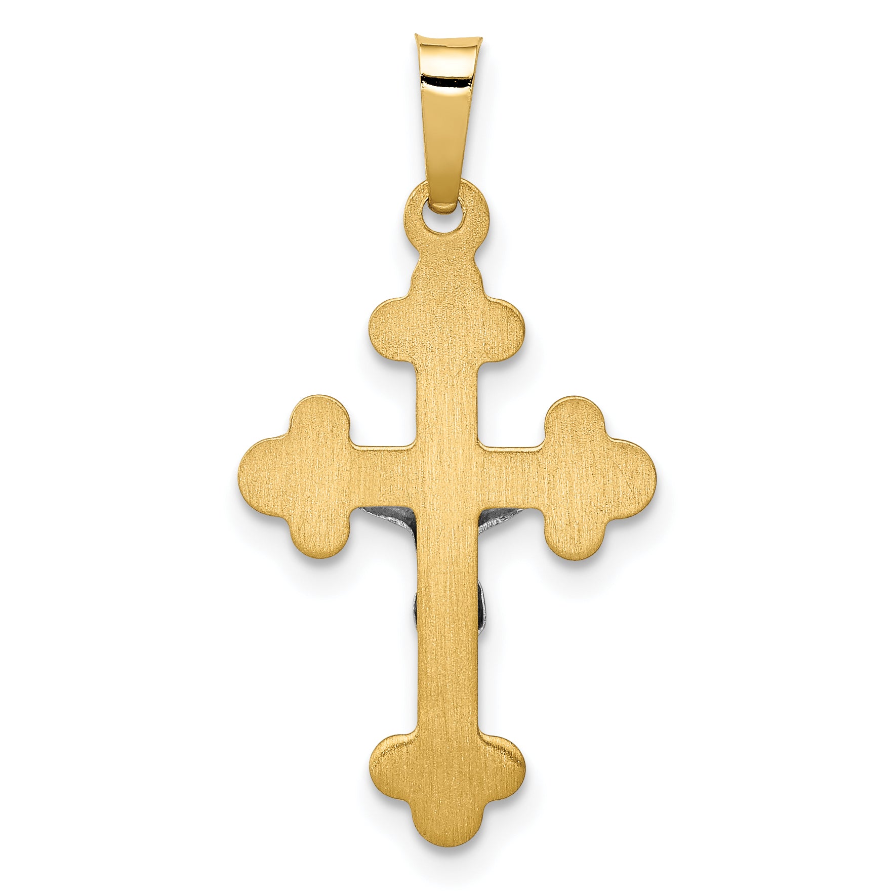 14k Two-tone 14k Two-tone Polished Budded INRI Crucifix Pendant
