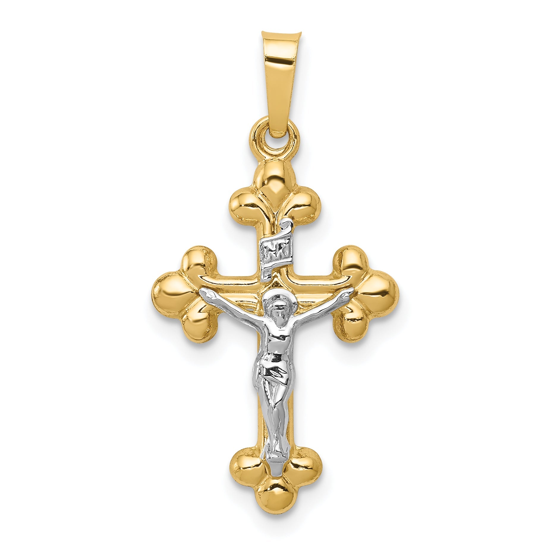 14k Two-tone 14k Two-tone Polished Budded INRI Crucifix Pendant