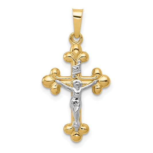 14k Two-tone 14k Two-tone Polished Budded INRI Crucifix Pendant