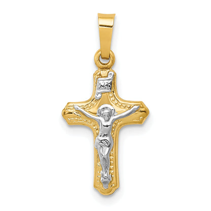 14k Two-tone 14k Two-tone Polished and Textured INRI Crucifix Pendant