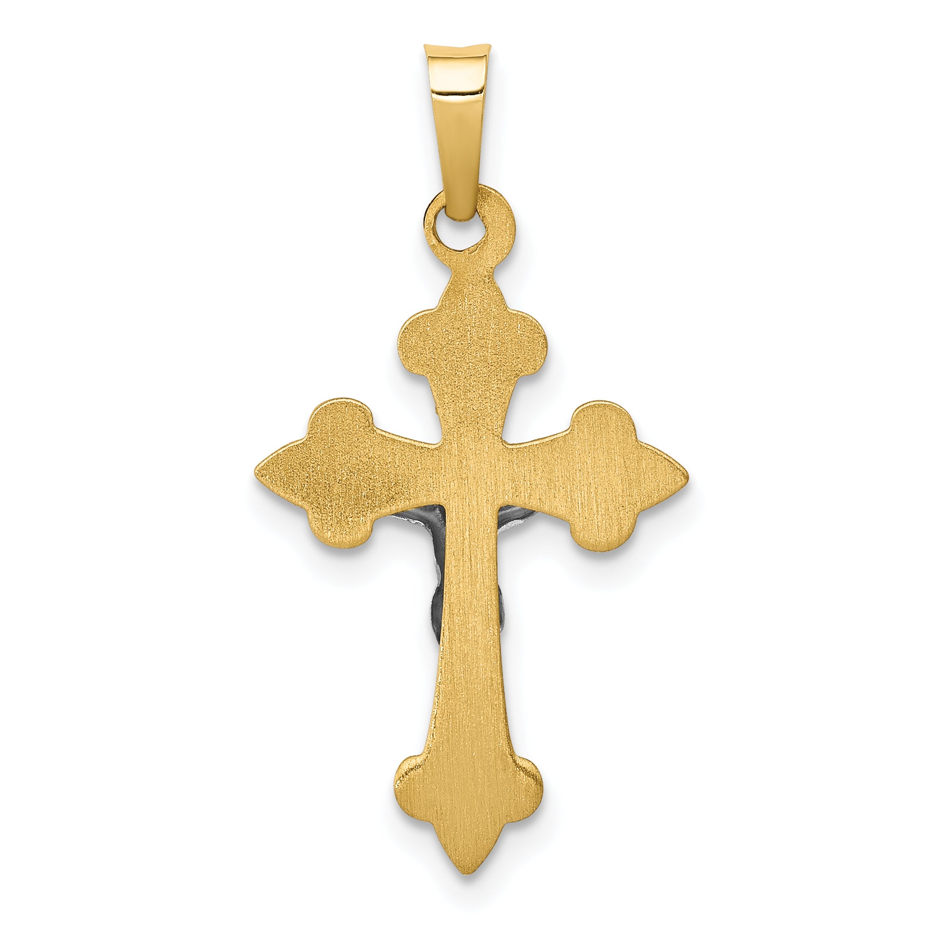 14k Two-tone 14k Two-tone Polished Fleur de Lis INRI Crucifix Pendant