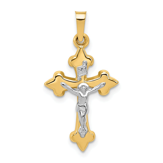 14k Two-tone 14k Two-tone Polished Fleur de Lis INRI Crucifix Pendant