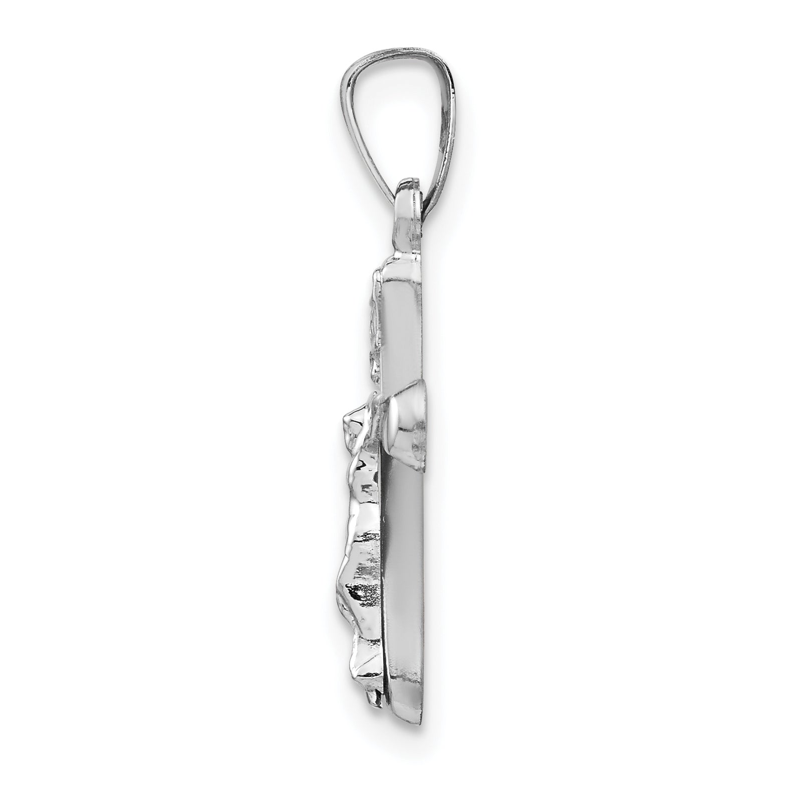 14k White Gold 14k White Gold Polished INRI Rounded Crucifix Pendant