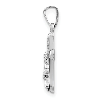 14k White Gold 14k White Gold Polished INRI Rounded Crucifix Pendant