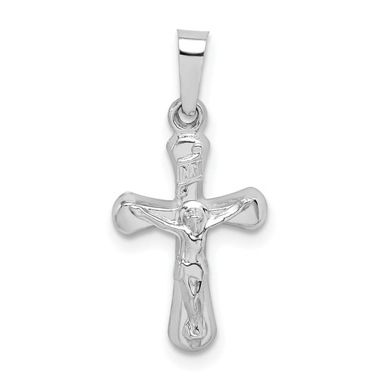 14k White Gold 14k White Gold Polished INRI Rounded Crucifix Pendant