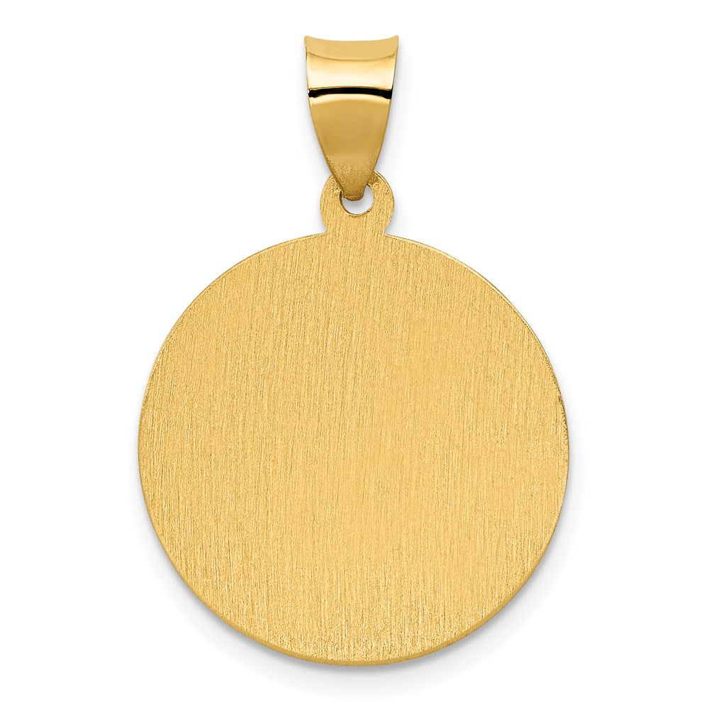 14k Yellow Gold 14K Polished Satin Hollow Divino Nino Round Medal Pendant