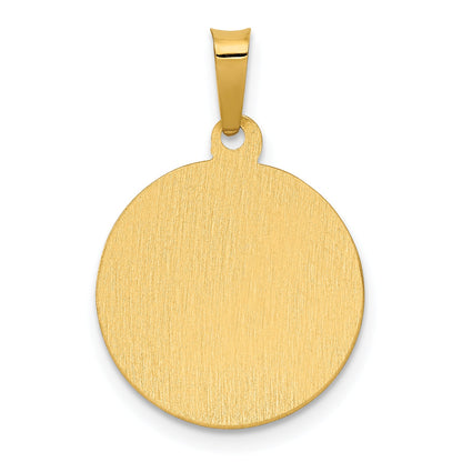 14k Yellow Gold 14K Polished Satin Hollow Divino Nino Round Medal Pendant