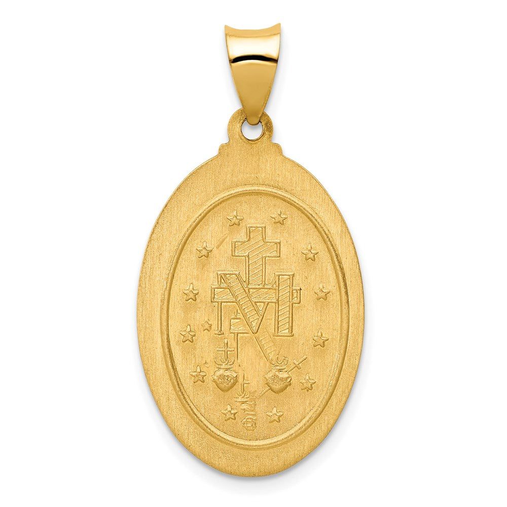 14k Yellow Gold 14k Polished and Satin Hollow Spanish Miraculous Medal Pendant