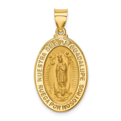 14k Yellow Gold 14K Polish/Satin Hollow Spanish Lady Of Guadalupe Medal Pendant