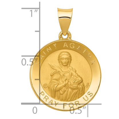 14k Yellow Gold 14K Polished/Satin St. Agatha Hollow Medal Pendant