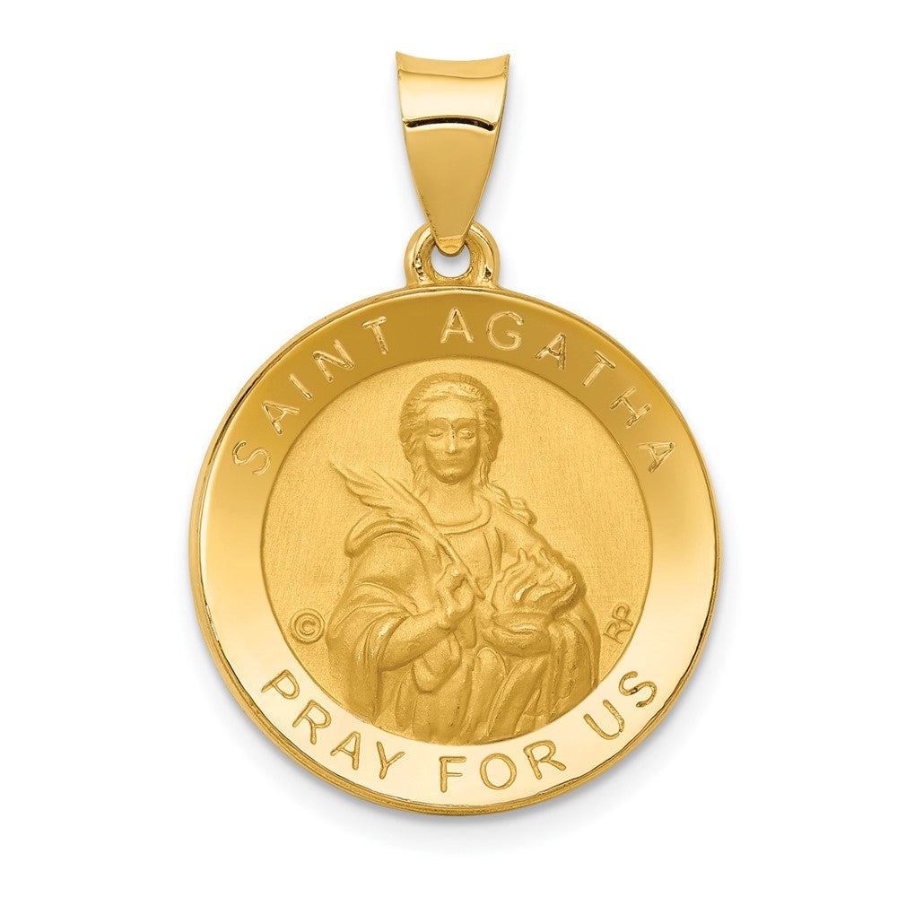 14k Yellow Gold 14K Polished/Satin St. Agatha Hollow Medal Pendant