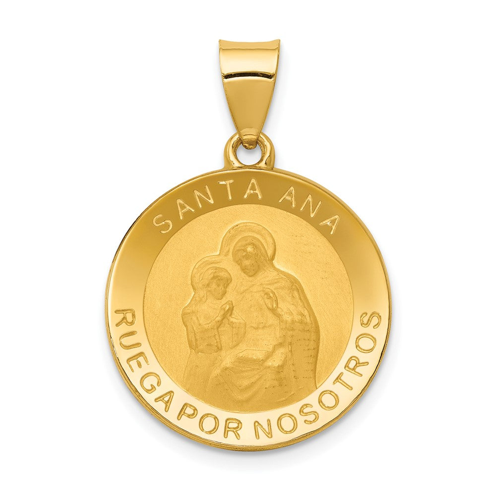 14k Yellow Gold 14K Polished/Satin Hollow Spanish Saint Anne Medal Pendant