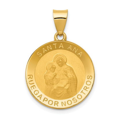 14k Yellow Gold 14K Polished/Satin Hollow Spanish Saint Anne Medal Pendant