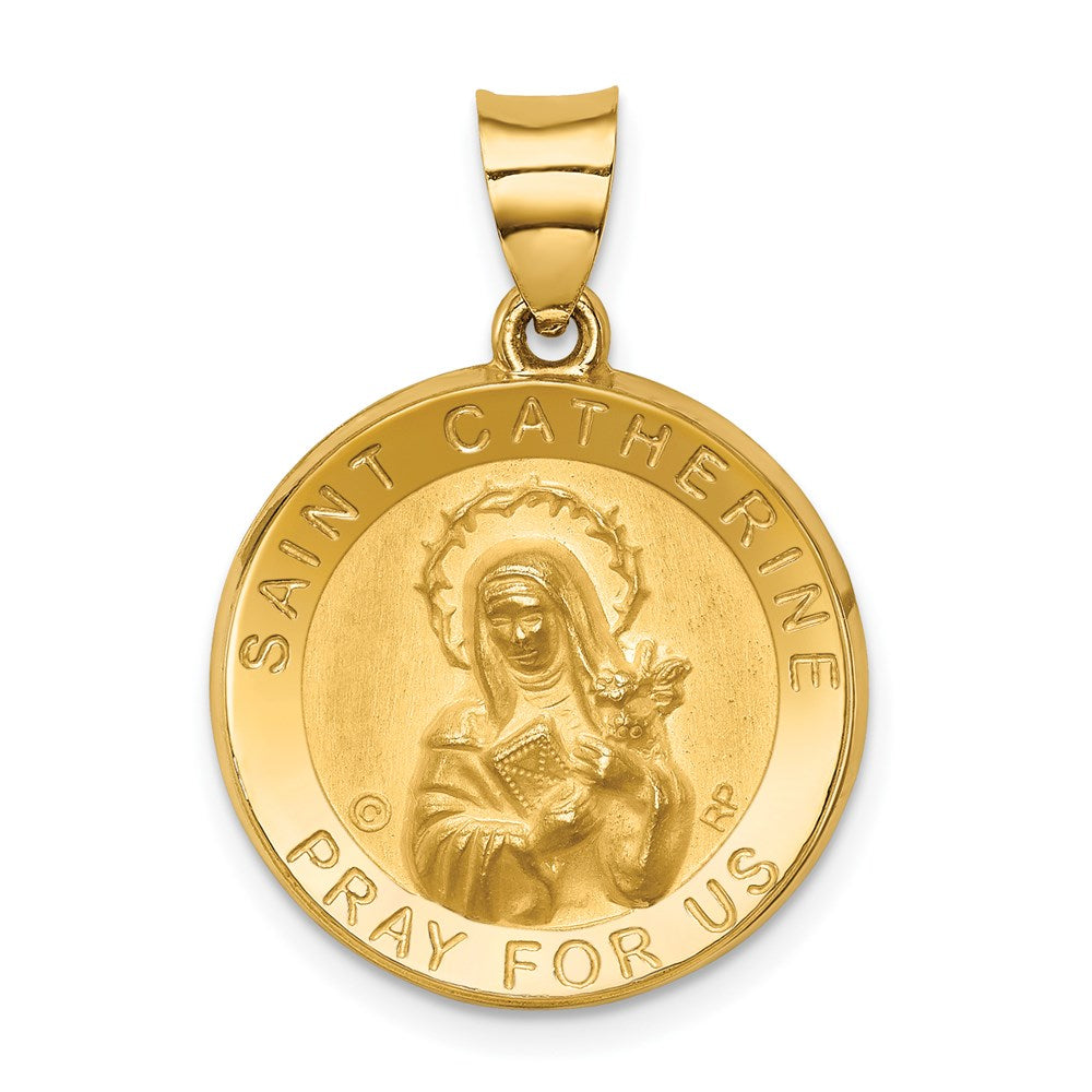 14k Yellow Gold 14K Polished/Satin St. Catherine Hollow Medal Pendant