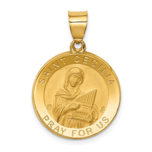 14k Yellow Gold 14K Polished/Satin St. Cecilia Hollow Medal Pendant