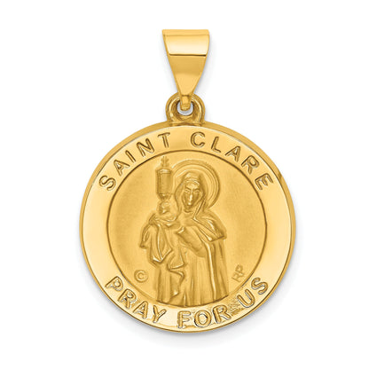 14k Yellow Gold 14K Polished/Satin St. Clare Hollow Medal Pendant