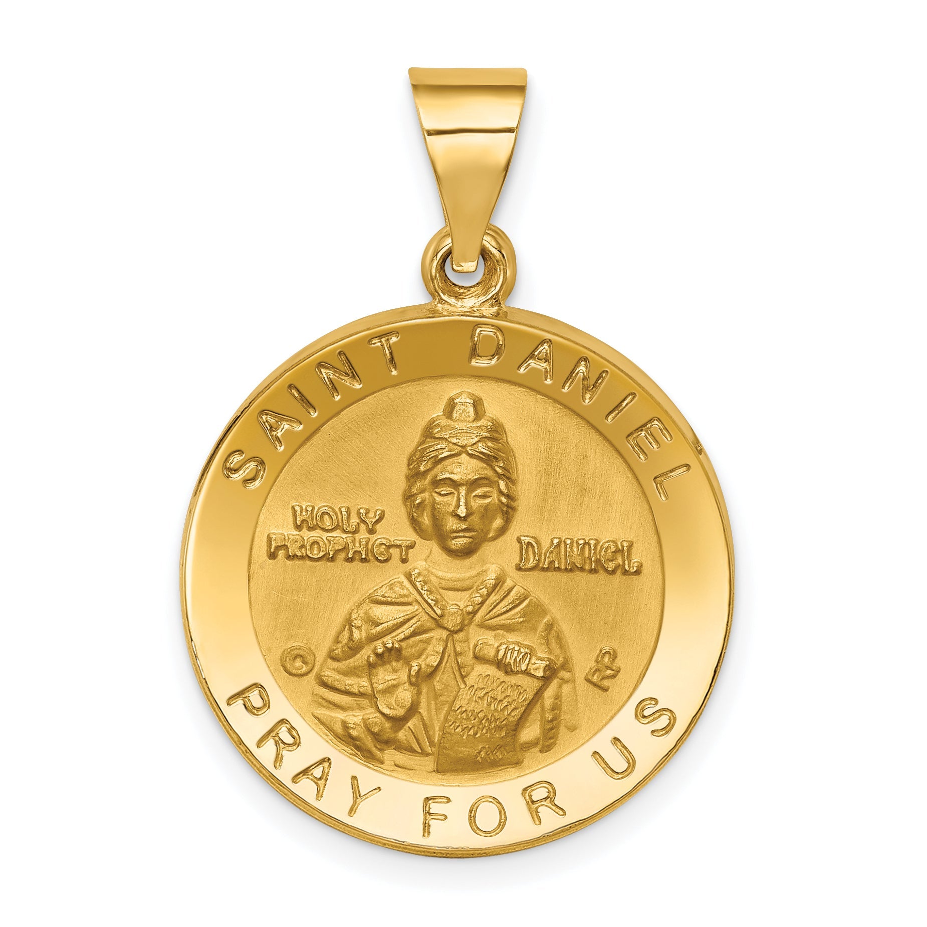 14k Yellow Gold 14K Polished/Satin St. Daniel Hollow Medal Pendant