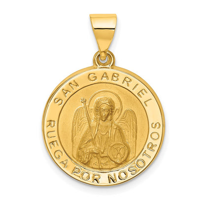 14k Yellow Gold 14K Polished/Satin Hollow Spanish St. Gabriel Medal Pendant