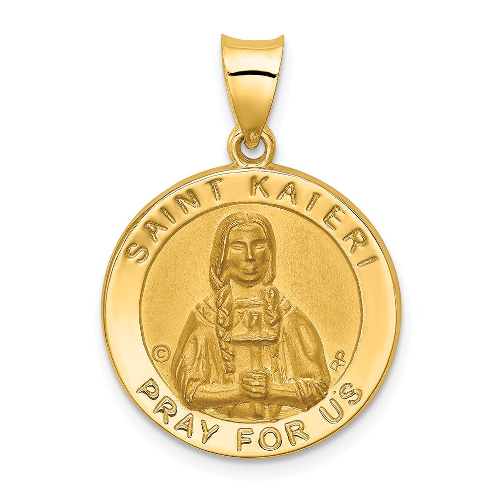 14k Yellow Gold 14K Polished / Satin St. Kateri Hollow Medal Pendant