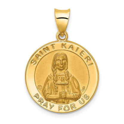 14k Yellow Gold 14K Polished / Satin St. Kateri Hollow Medal Pendant