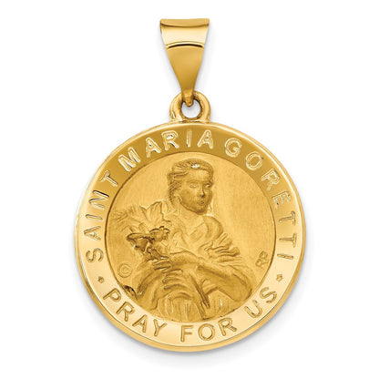 14k Yellow Gold 14K Polished / Satin St. Maria Goretti Hollow Medal Pendant