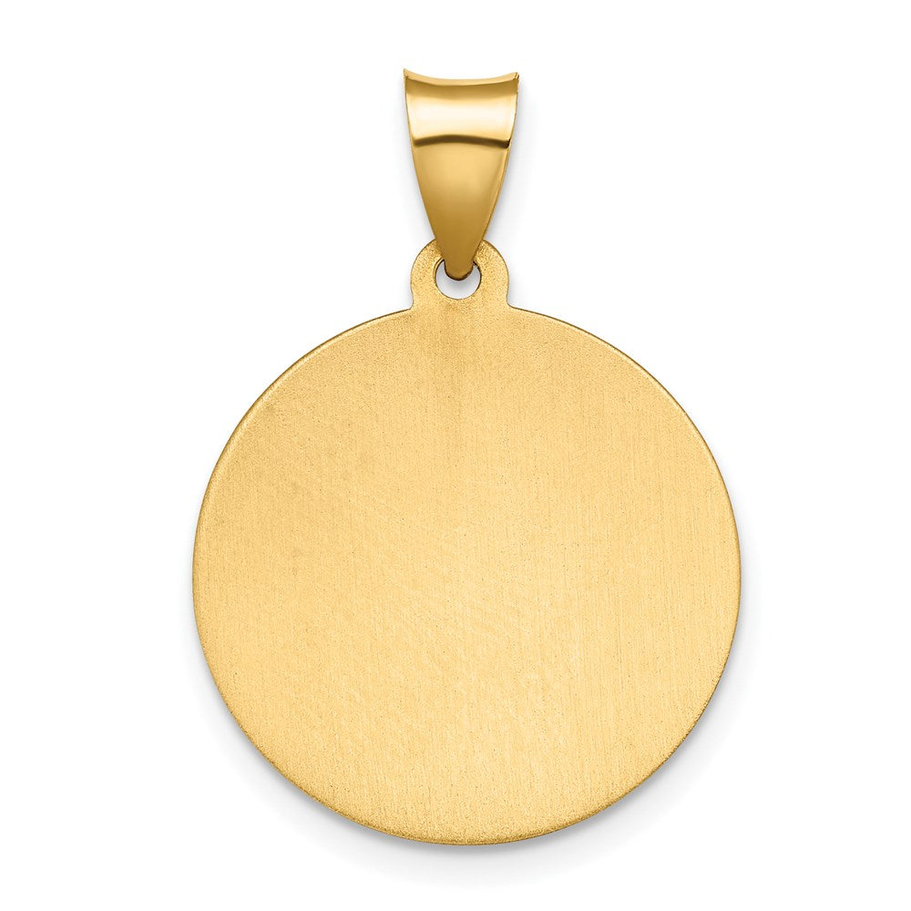 14K Yellow Gold Polished / Satin Hollow Spanish St. Lucy Medal Pendant