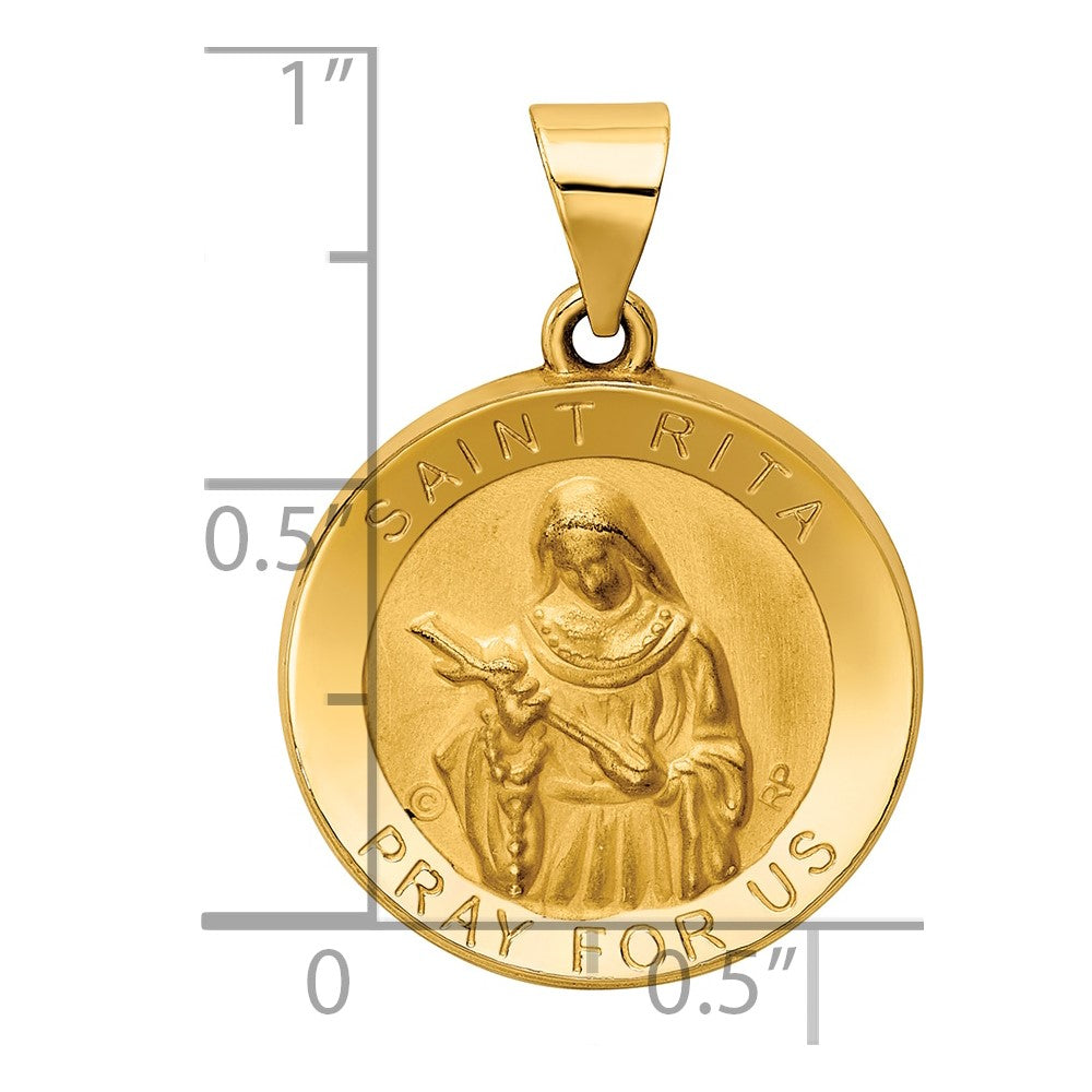 14k Yellow Gold 14K Polished / Satin St. Rita Hollow Medal Pendant