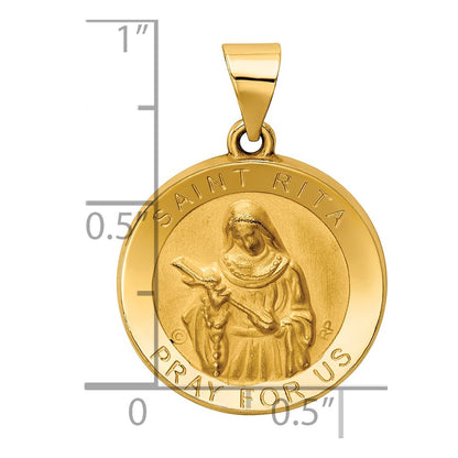 14k Yellow Gold 14K Polished / Satin St. Rita Hollow Medal Pendant