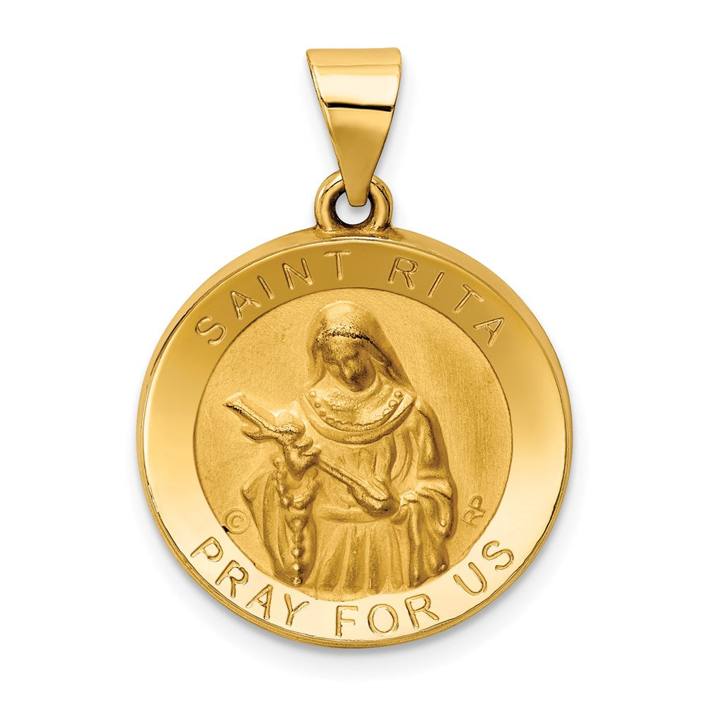 14k Yellow Gold 14K Polished / Satin St. Rita Hollow Medal Pendant