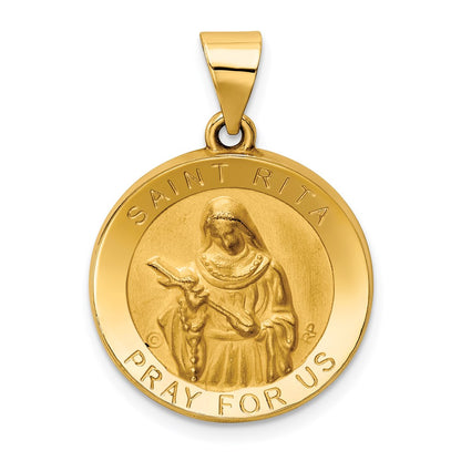 14k Yellow Gold 14K Polished / Satin St. Rita Hollow Medal Pendant