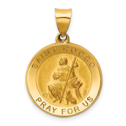 14k Yellow Gold 14K Polished / Satin St. Rocco Hollow Medal Pendant