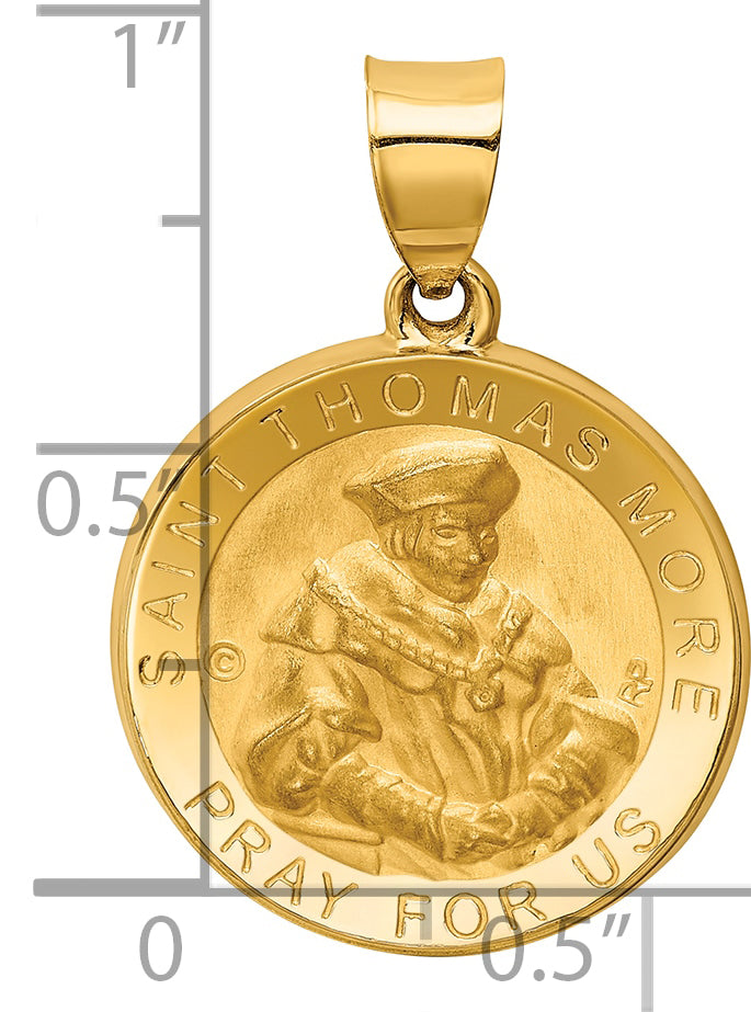 14k Yellow Gold 14K Polished / Satin St. Thomas More Hollow Medal Pendant