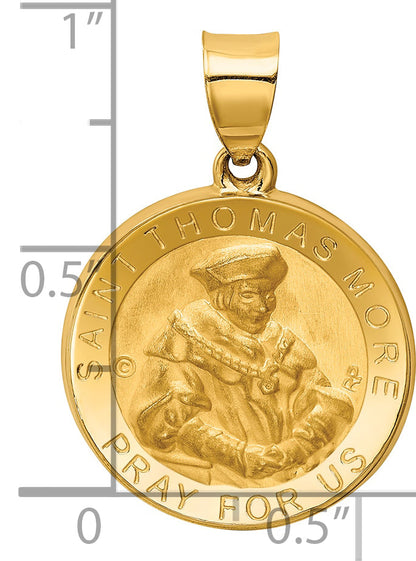 14k Yellow Gold 14K Polished / Satin St. Thomas More Hollow Medal Pendant