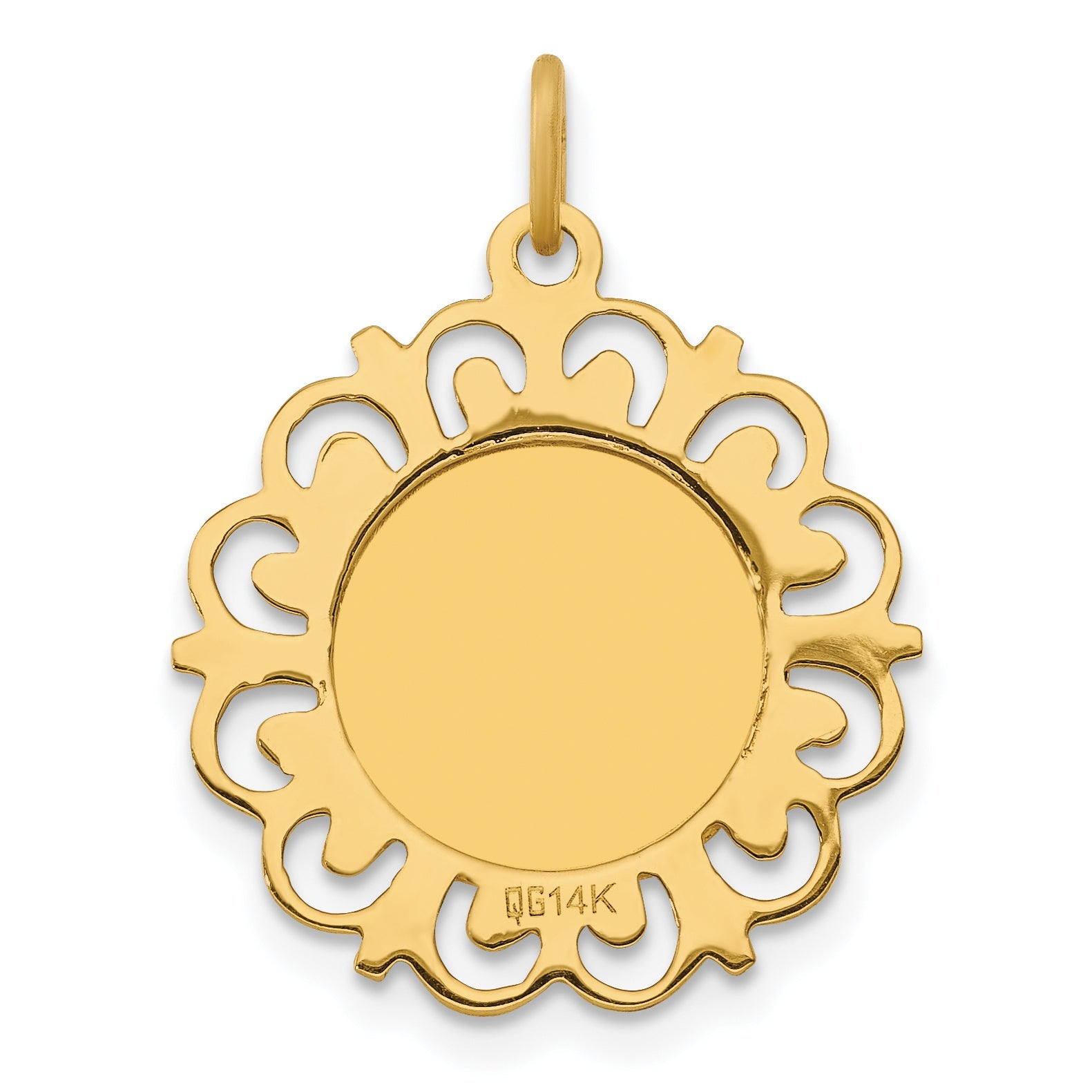 14k Yellow Gold 14k Polished/Satin Spanish 1st Communion Medal Hollow Pendant