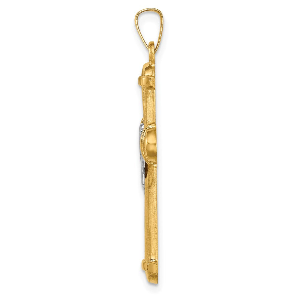 14k Two-tone 14k Two-tone Hollow Polished Draped Cross