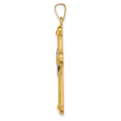14k Two-tone 14k Two-tone Hollow Polished Draped Cross