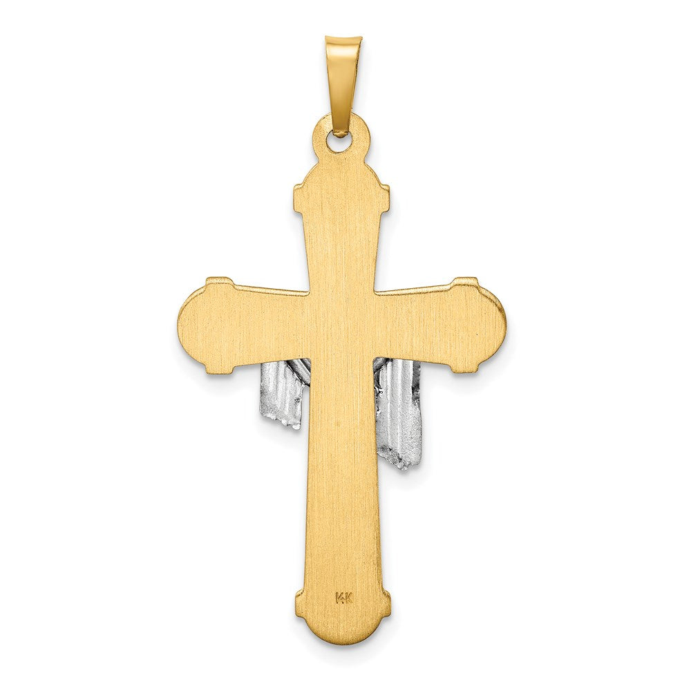 14k Two-tone 14k Two-tone Hollow Polished Draped Cross