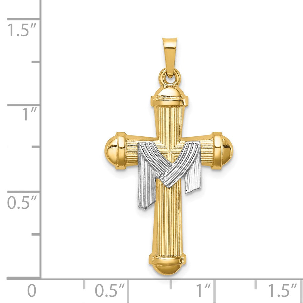 14k Two-tone 14k Two-tone Hollow Polished Draped Cross