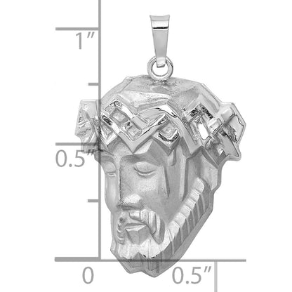 14k White Gold 14k White Gold Hollow Polished/Satin Medium Jesus Medal