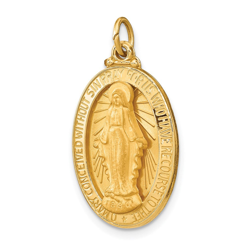 14k Yellow Gold 14k Solid Polished/Satin Medium Oval Miraculous Medal