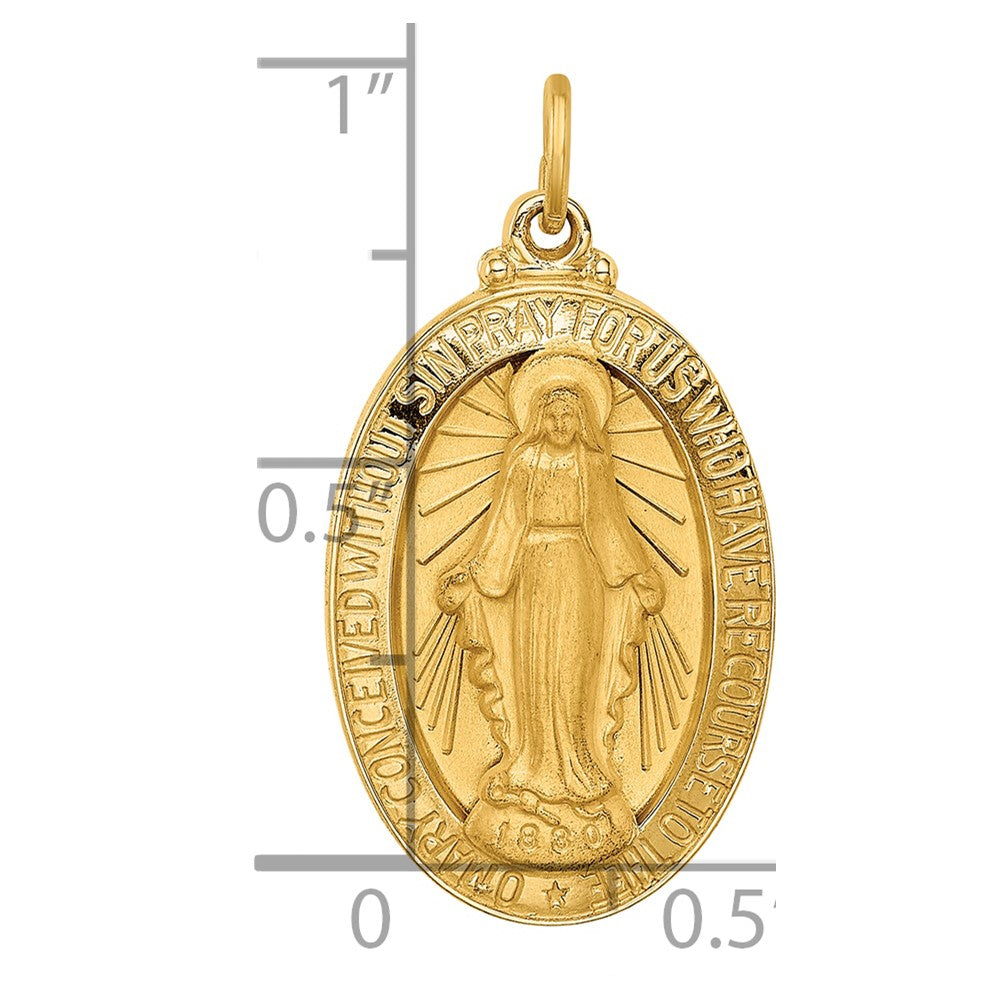 14k Yellow Gold 14k Solid Polished/Satin Medium Oval Miraculous Medal