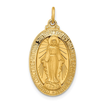 14k Yellow Gold 14k Solid Polished/Satin Medium Oval Miraculous Medal