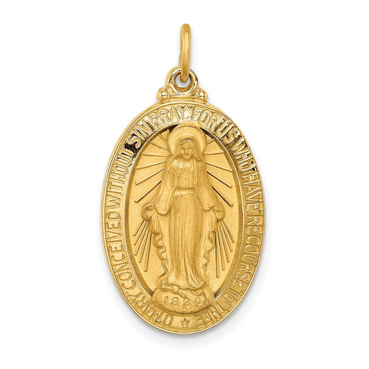 14k Yellow Gold 14k Solid Polished/Satin Medium Oval Miraculous Medal