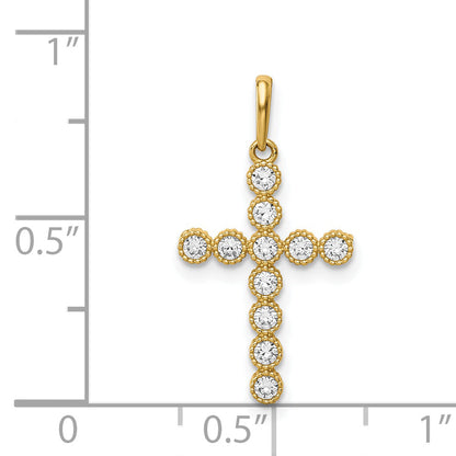14k Yellow Gold 14K CZ Cross Pendant