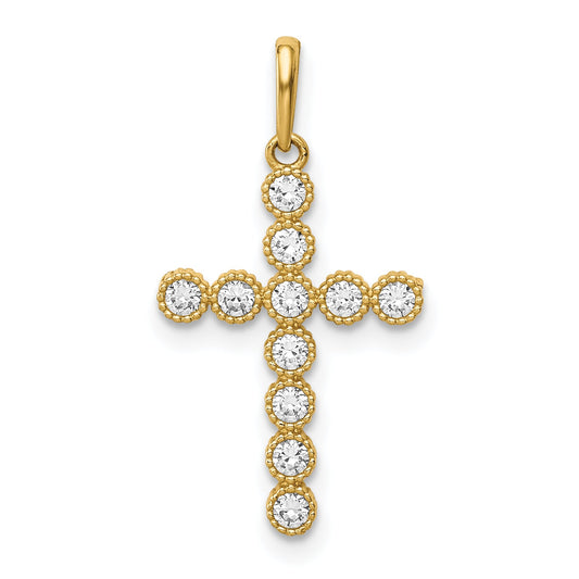 14k Yellow Gold 14K CZ Cross Pendant