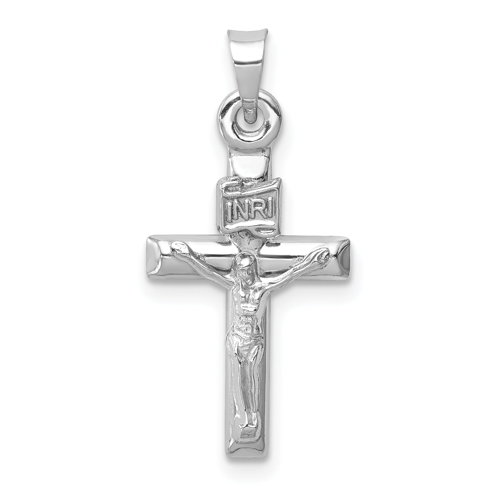 14k White Gold 14k White Gold Hollow Crucifix Pendant