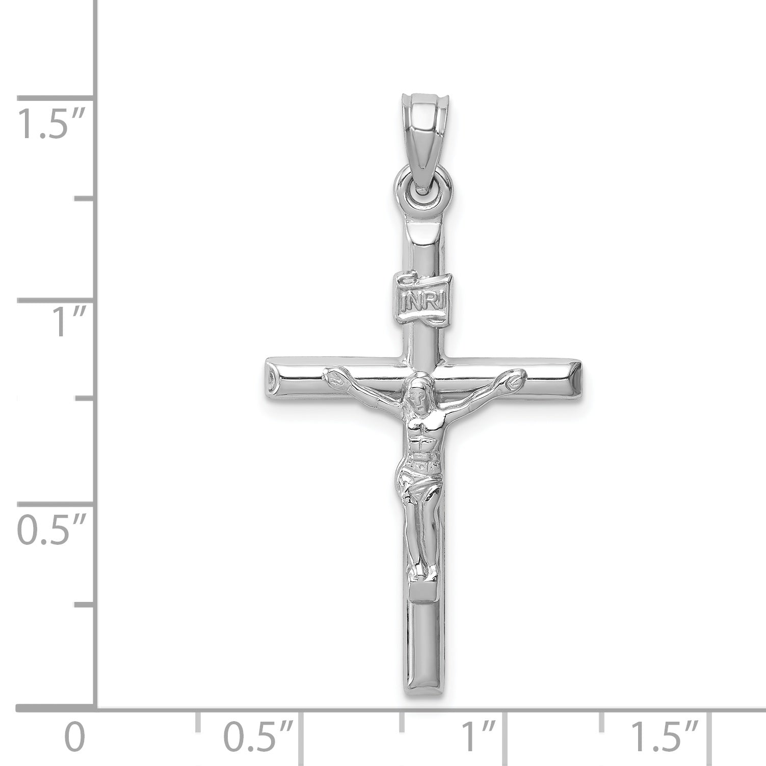 14k White Gold 14k White Gold Hollow Crucifix Pendant
