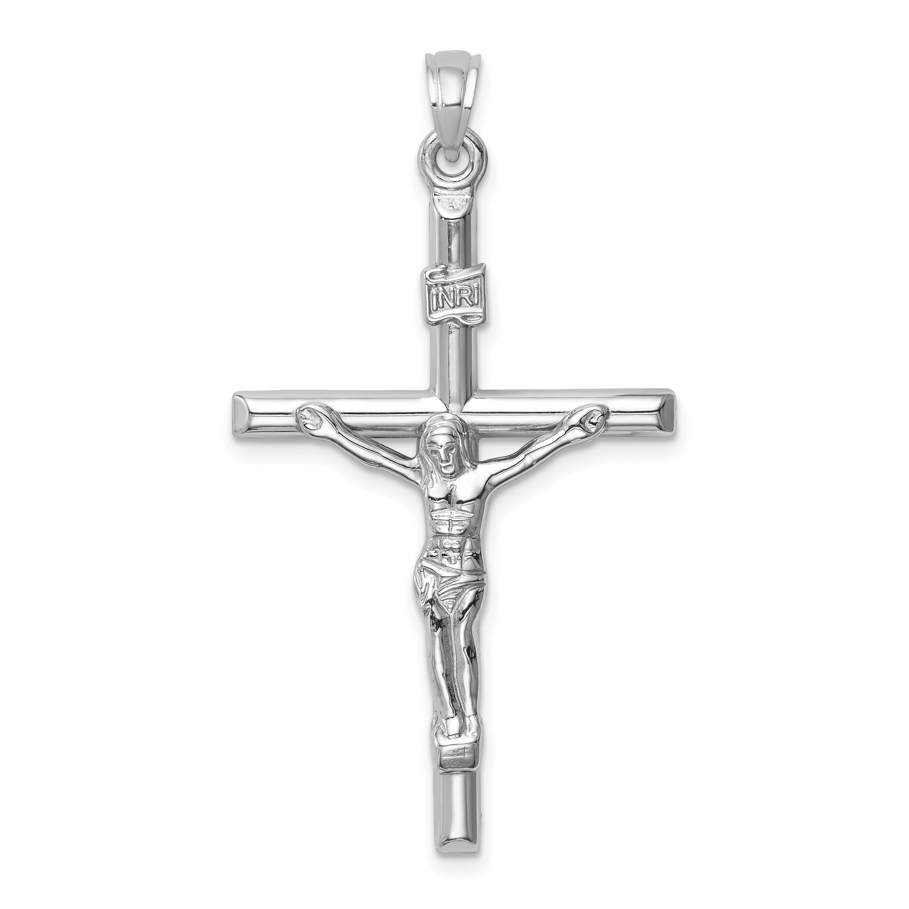 14k White Gold 14k White Gold Hollow Crucifix Pendant