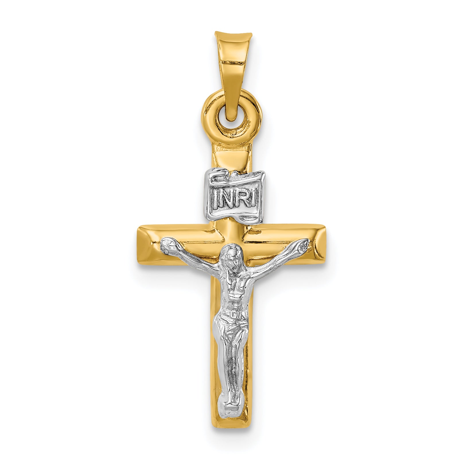 14k Two-tone 14k Two-tone Hollow Crucifix Pendant
