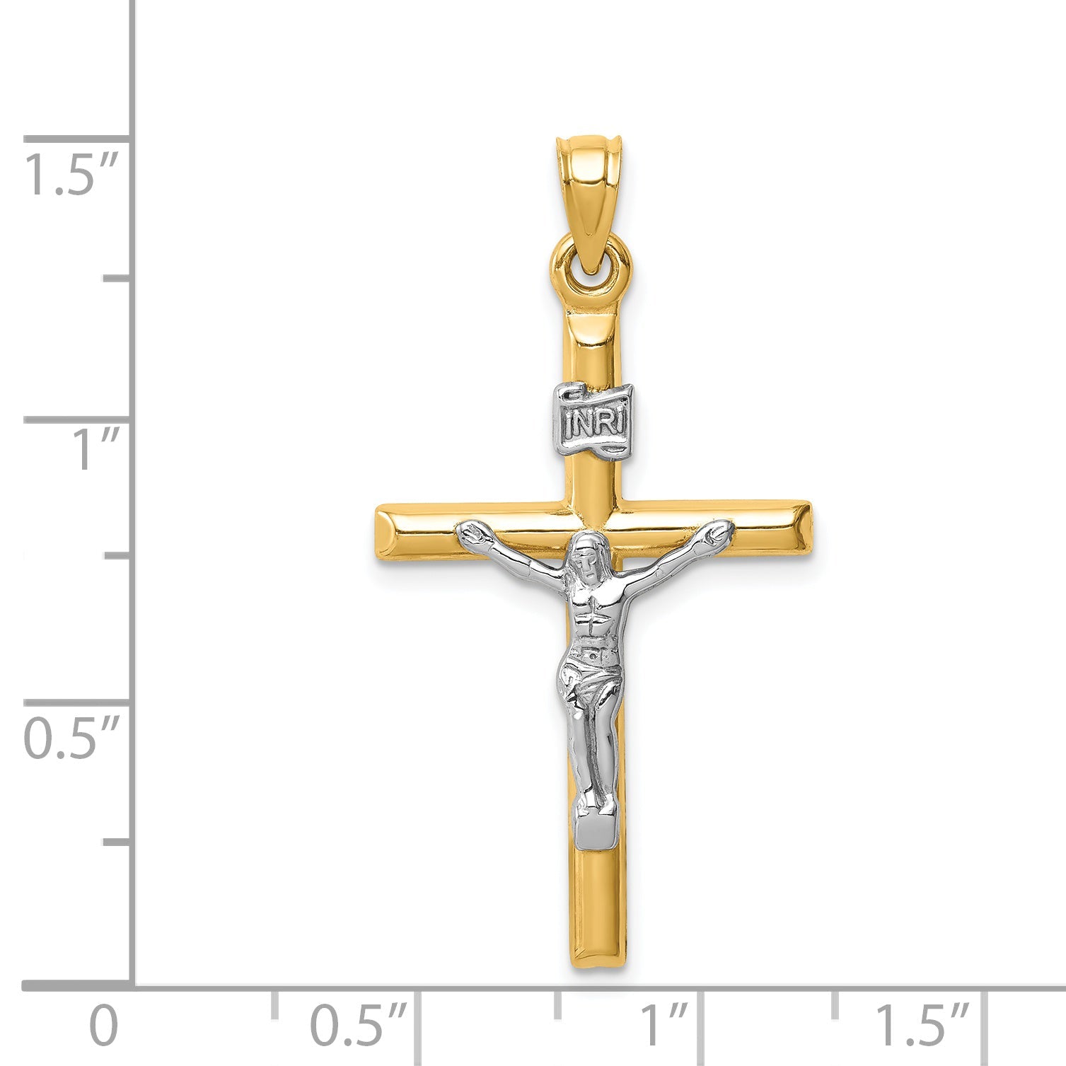 14k Two-tone 14k Two-tone Hollow Crucifix Pendant